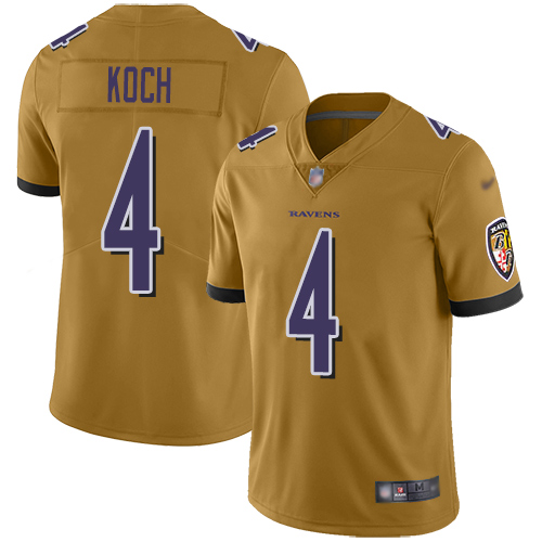 Baltimore Ravens Limited Gold Men Sam Koch Jersey NFL Football #4 Inverted Legend->women nfl jersey->Women Jersey